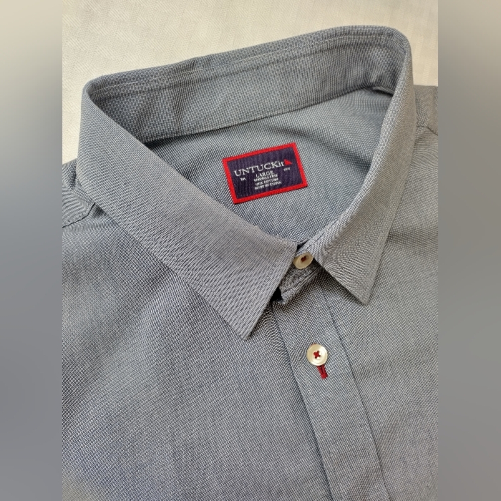 UNTUCKit Wrinkle Free Cotton Button down Shirt Long Sleeve Gray Size Large
